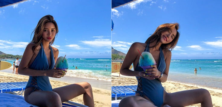 Deep V露背顯瘦連身Swimsuit泳衣