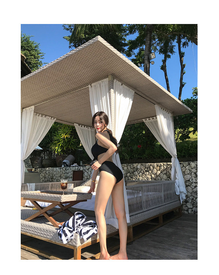 性感露腰・集中包覆・交叉掛頸連身Swimsuit泳衣