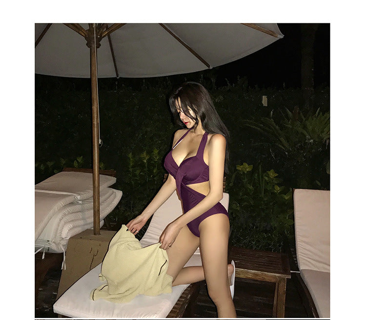性感露腰・集中包覆・交叉掛頸連身Swimsuit泳衣