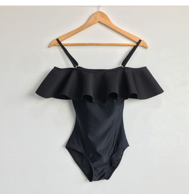 抹胸荷葉修腰顯瘦連身Swimsuit泳衣