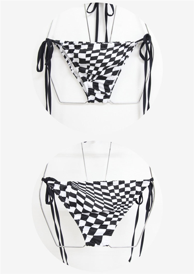 Black And White Checked Pattern Bikini 比基尼泳衣 (3 Pieces Set)