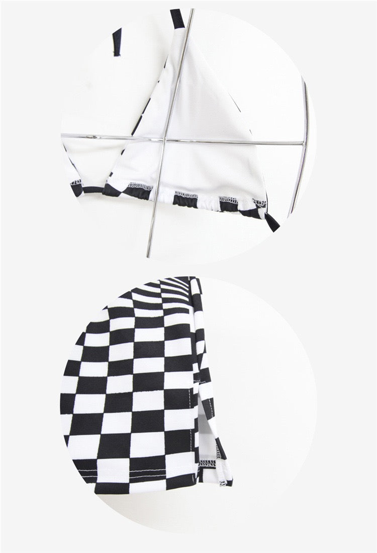 Black And White Checked Pattern Bikini 比基尼泳衣 (3 Pieces Set)