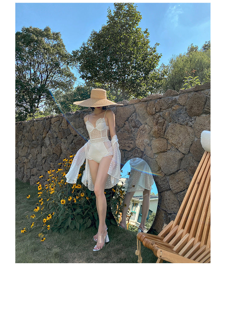防曬顯胸・性感透視露腰・花邊褲腳連身Swimsuit泳衣