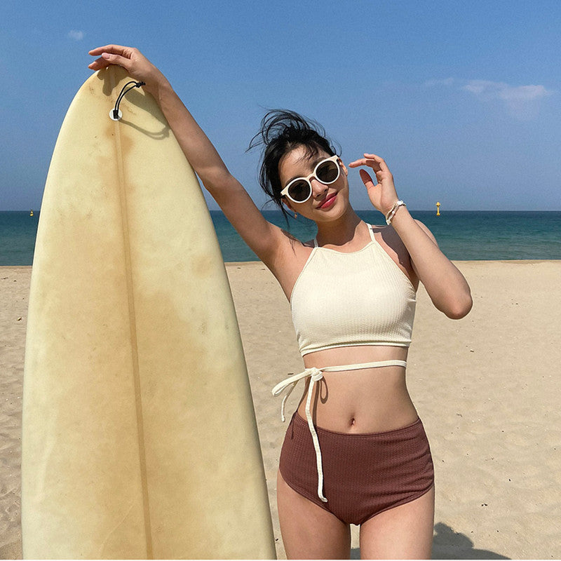 Milktea高腰遮肚Bikini