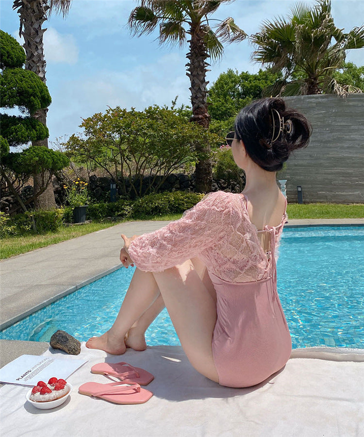 防曬長袖顯瘦・顯腰線・集中包覆連身Swimsuit泳衣