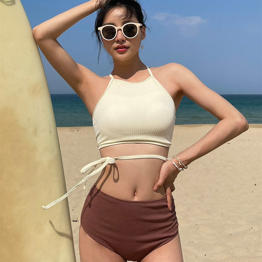 Milktea高腰遮肚Bikini