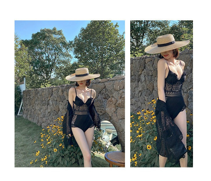 防曬顯胸・性感透視露腰・花邊褲腳連身Swimsuit泳衣