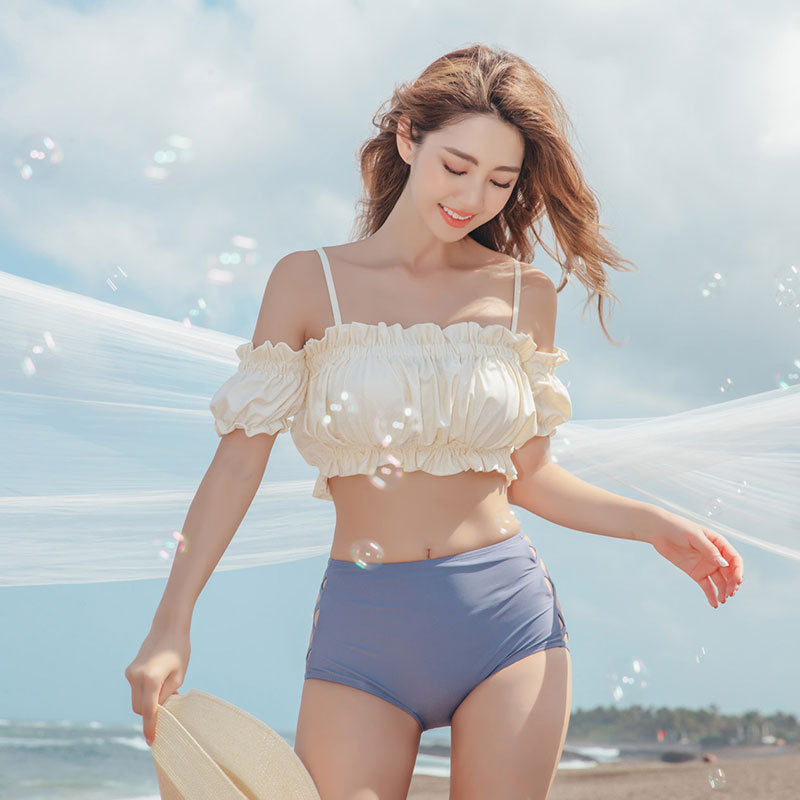 高腰遮肚縐摺小胸顯大Bikini