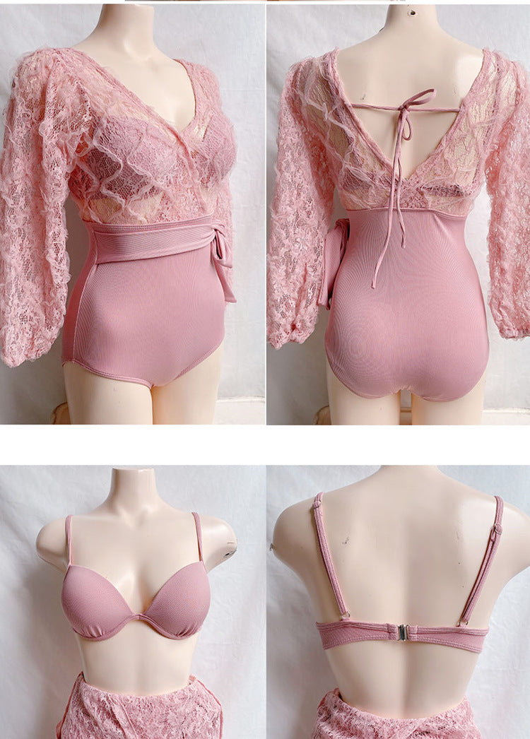 防曬長袖顯瘦・顯腰線・集中包覆連身Swimsuit泳衣