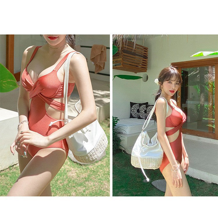 性感露腰・集中包覆・交叉掛頸美背連身Swimsuit泳衣