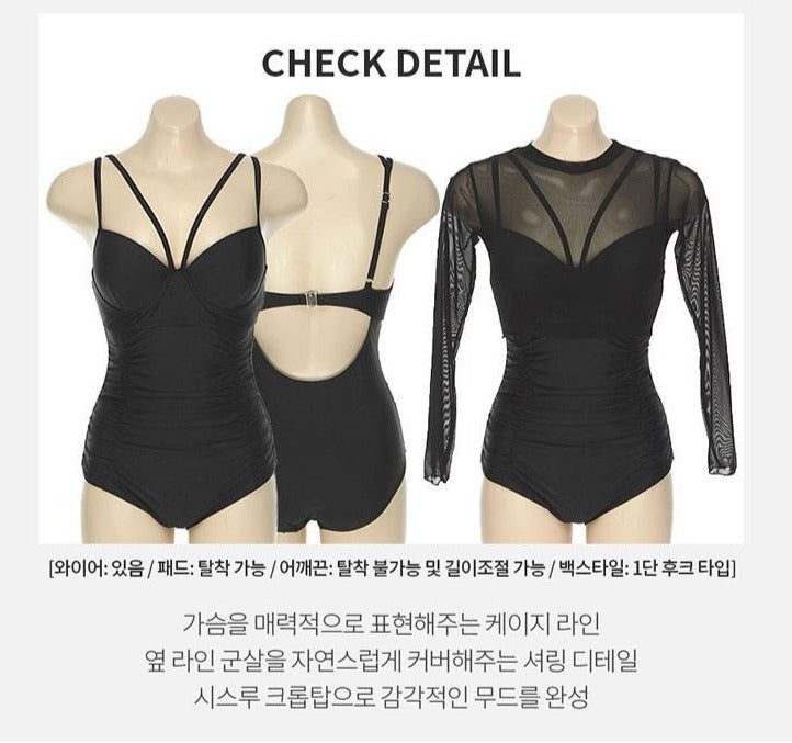 長袖防曬・透視性感連身Swimsuit泳衣(兩件Set)