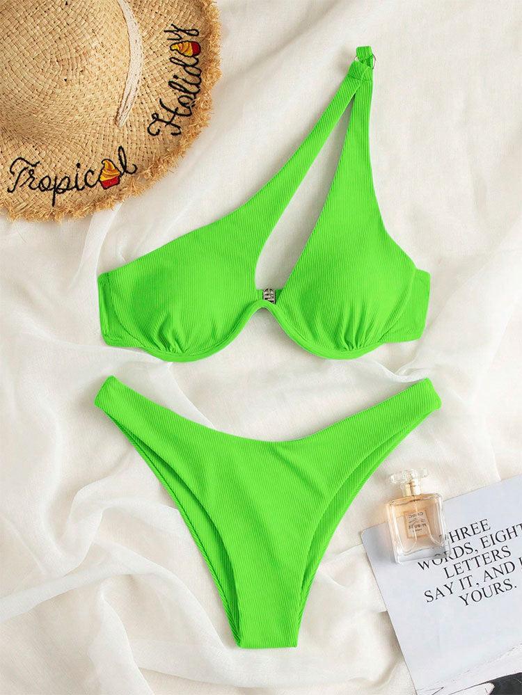心型胸帶鋼圈歐美款單肩Bikini
