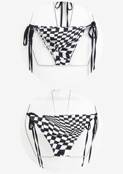 Black And White Checked Pattern Bikini 比基尼泳衣 (3 Pieces Set)