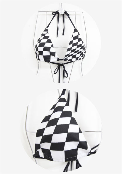 Black And White Checked Pattern Bikini 比基尼泳衣 (3 Pieces Set)