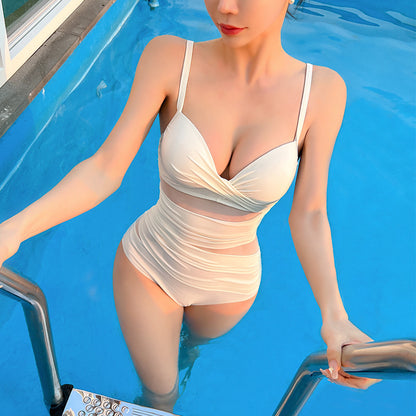 顯瘦透視包覆集中連身Swimsuit泳衣