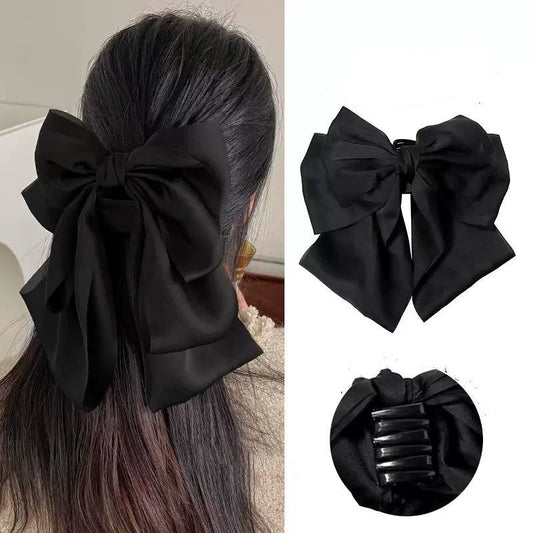 Girl Power Is Unstoppable Black Layered Bow Hair Claw